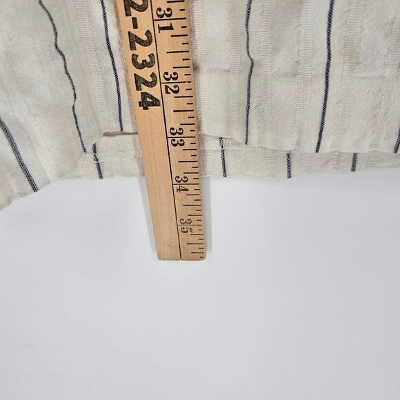 Madewell Cream Striped Tie Short Sleeve Woven Cotton Coastal Beach Boho Dress M - Picture 9 of 9